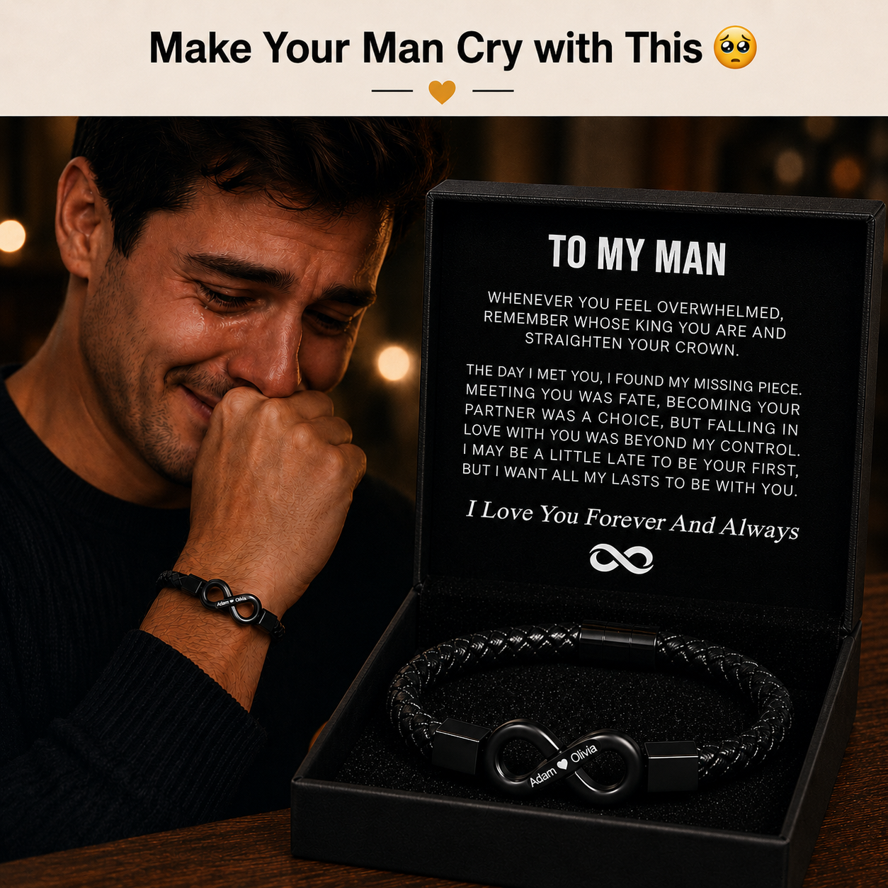 "To My Man" - Infinity Personalized Bracelet